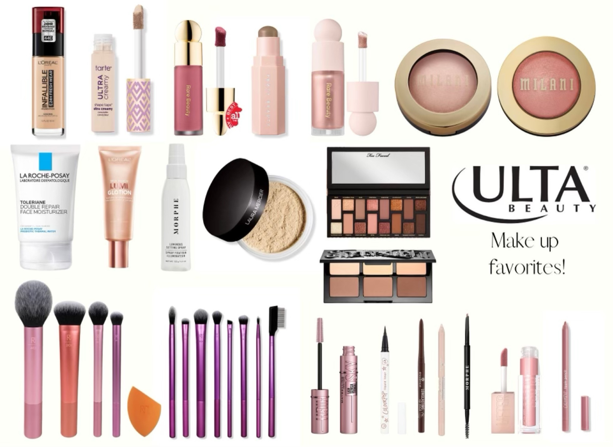 Beauty favs have landed!! These are my go-to products. From a simple gym beat to night time glam! Most of these are from Ulta with the exception of 2 Rare Beauty products I couldn’t exclude.😍 

#LTKbeauty #LTKunder100 #LTKunder50