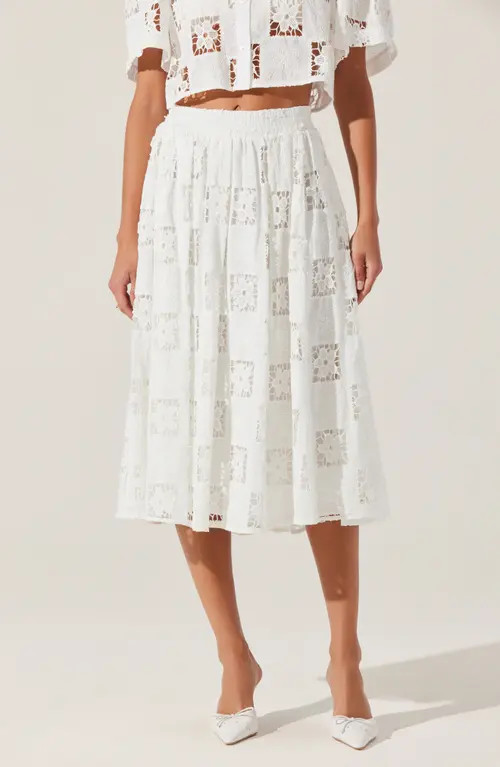 ASTR the Label Andolina Lace Midi Skirt in White at Nordstrom, Size X-Small | Nordstrom