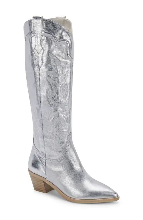 Dolce Vita Shiren Western Boot in Silver Metallic Leather at Nordstrom, Size 7 | Nordstrom