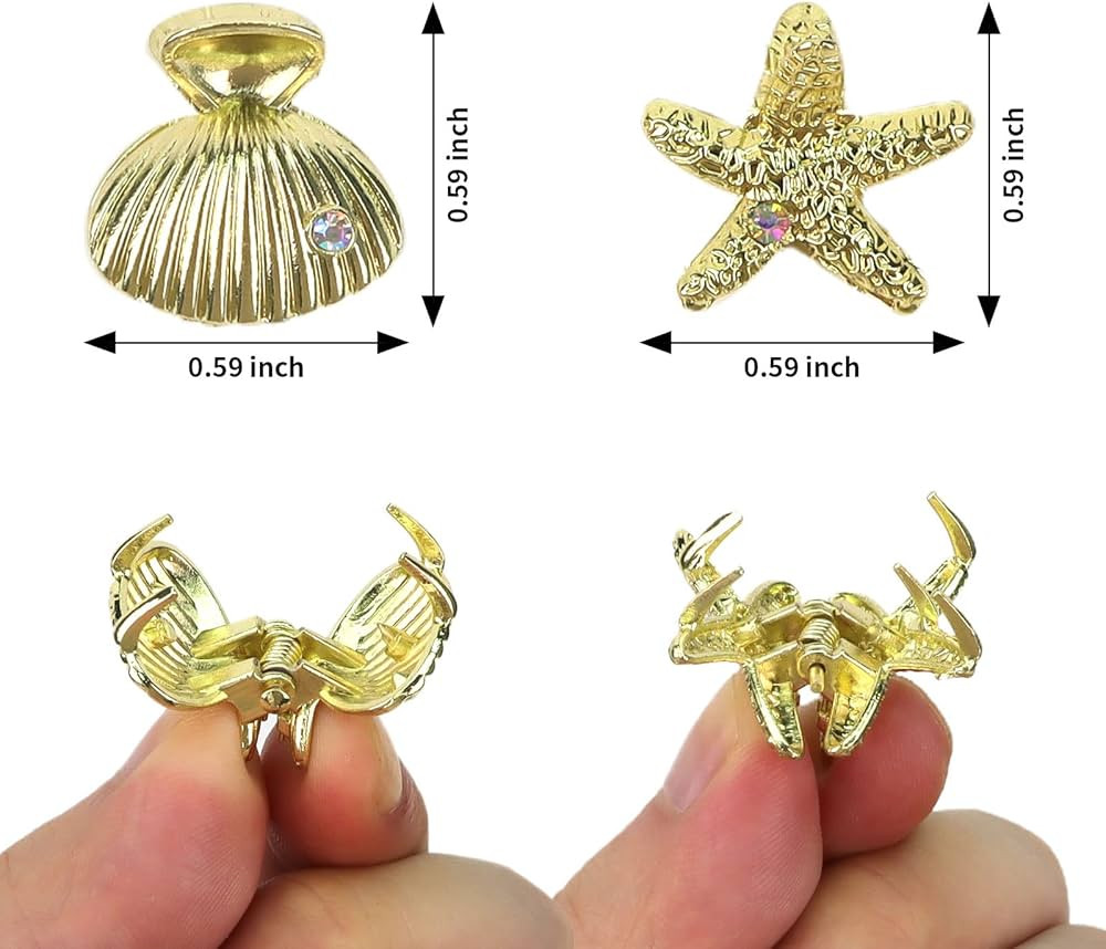 YISSION 12PCS Metal Hair Clips Small Starfish Hair Clip Shell Claw Clip Mermaid Hair Accessories ... | Amazon (US)