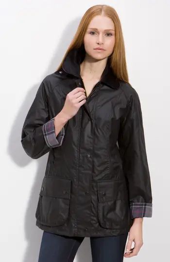 Women's Barbour Beadnell Waxed Cotton Jacket, Size 12 US / 16 UK - Black | Nordstrom
