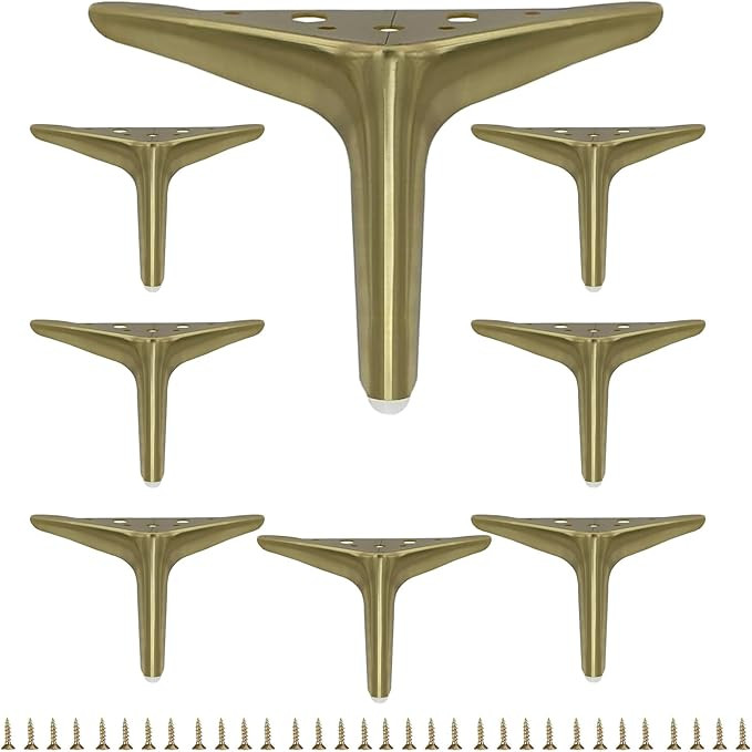 4.7 inch/12cm Brushed Gold Metal Furniture Legs Set of 8, 8pcs DIY Replacement for Short Cabinet ... | Amazon (US)
