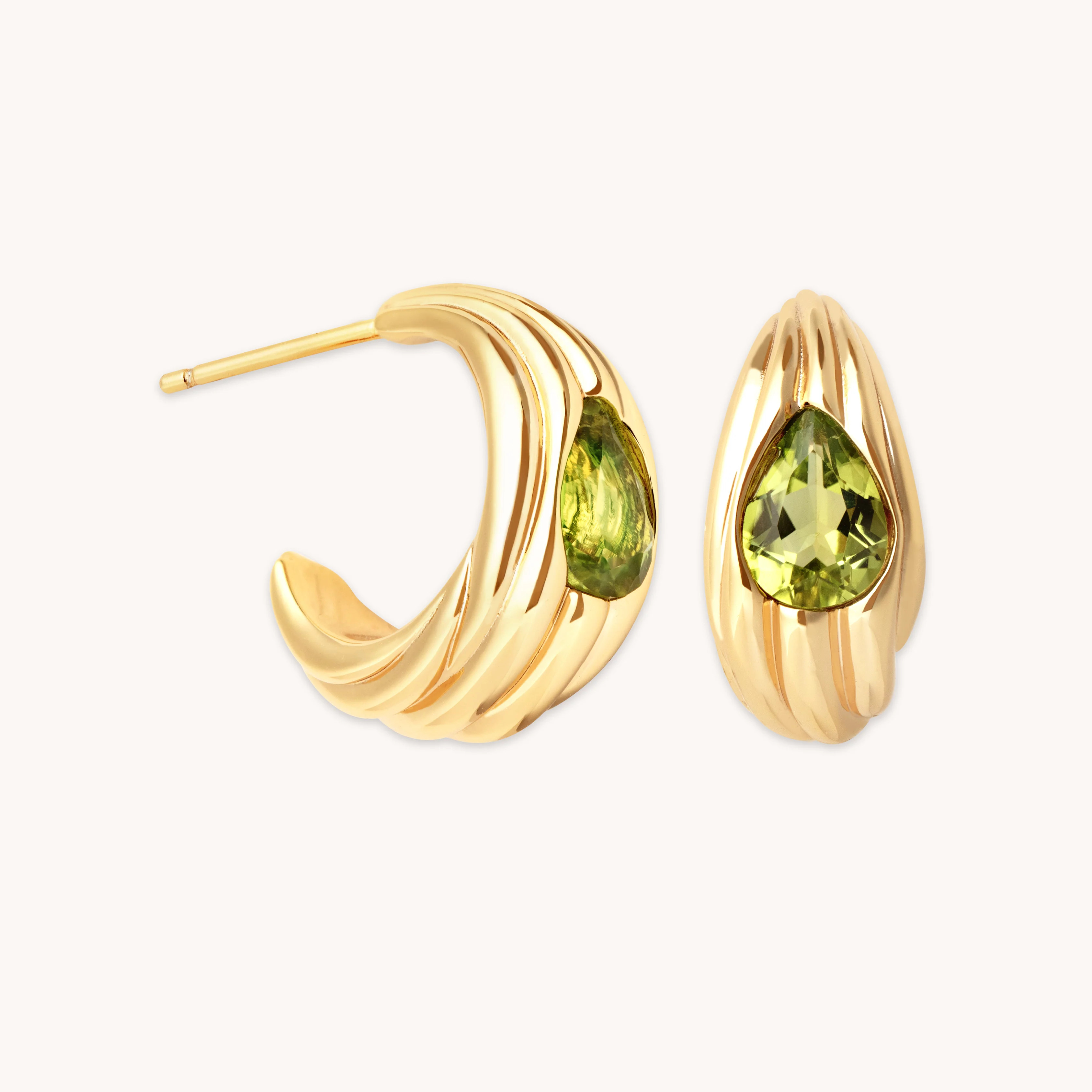 Olivine Wave Gold Hoops | Astrid & Miyu Earrings | Astrid and Miyu