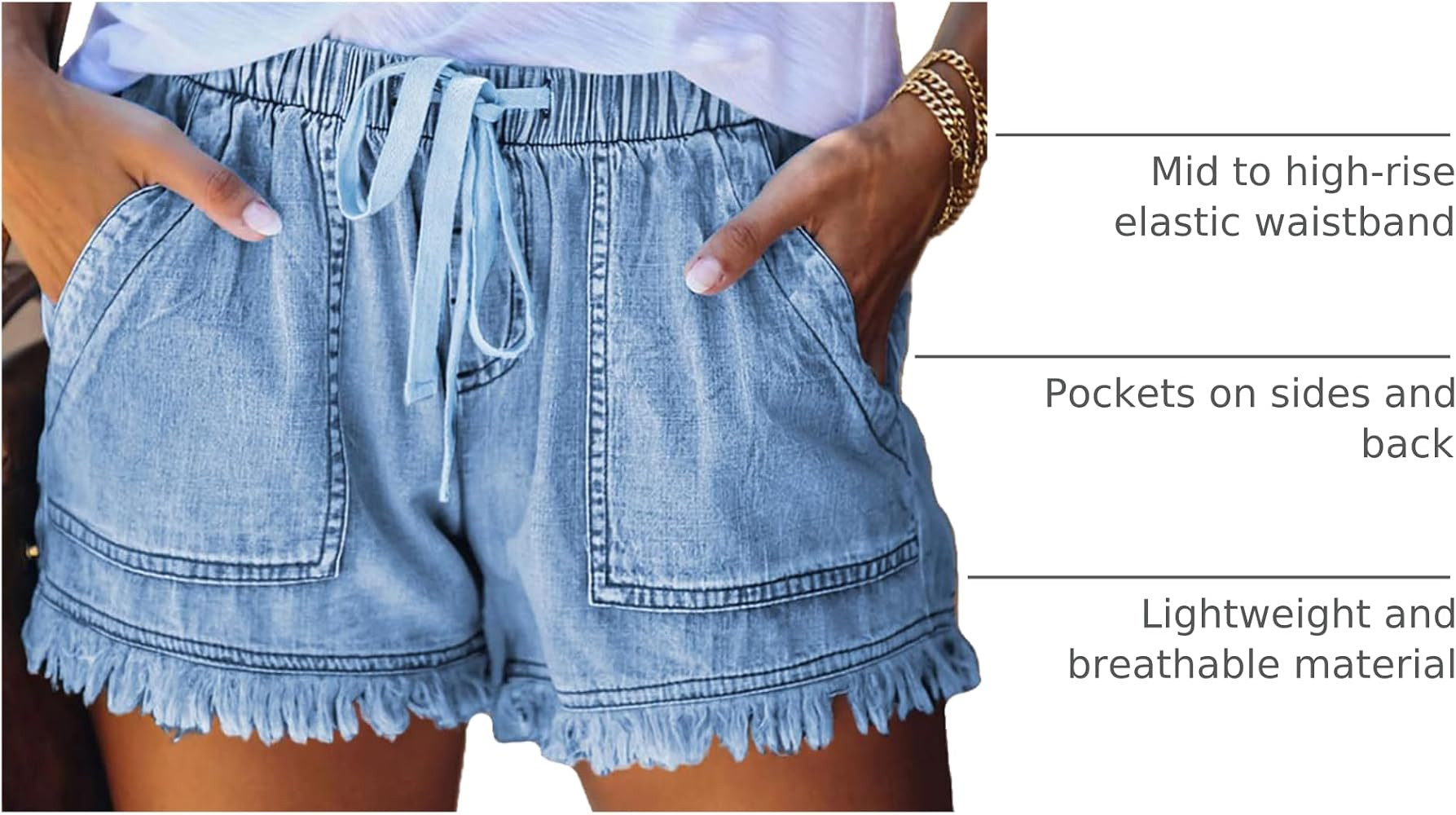 YOCUR Womens Lightweight Shorts Casual Baggy Trendy Hot Pants Elastic Waist Drawstring Comfy Shor... | Amazon (US)