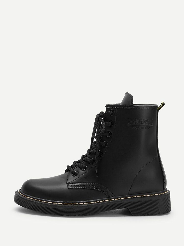 Solid Lace-up Combat Boots | SHEIN