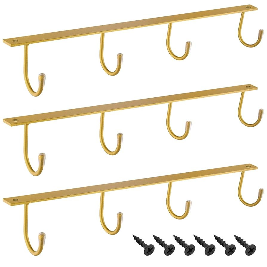 MOCOUM Under Cabinet Metal Mug Holder - Iron Hanging Rack for Coffee Cups and Kitchen Utensils Di... | Amazon (US)