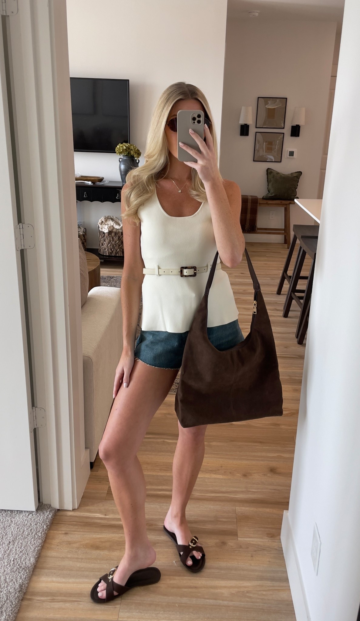 Casual denim outfit for brunch, date night, etc!
Outfit details: Zara top (small) Aritzia denim shorts denim (sized down to 26), H&M brown sandals, Amazon suede handbag, Amazon sunglasses

Amazon finds/ denim outfit/ minimalist outfit/ trendy outfits/ summer outfit/ denim shorts 

#LTKSeasonal #LTKTravel #LTKStyleTip
