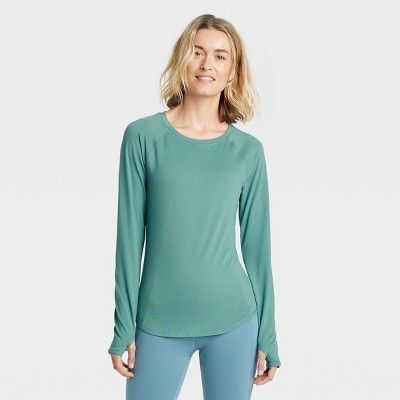 Women&#39;s Essential Crewneck Long Sleeve T-Shirt - All in Motion&#8482; Jade S | Target