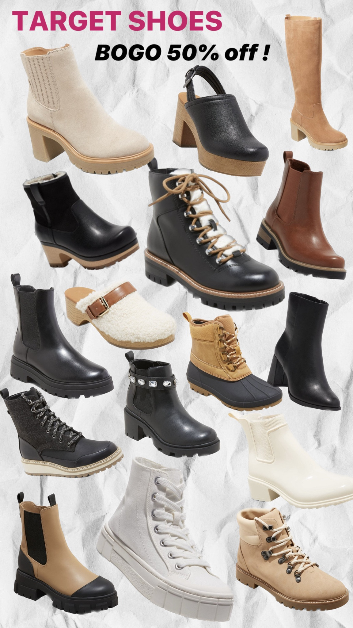 BOGO 50% off Target shoes! Obsessed with my new tan heeled ankle boots I got from target and I’m excited to stock up on some of these cute styles for fall! 

Fall shoes, fall boots, high top sneakers, ankle boots, knee high boots, lug sole boots

#LTKshoecrush #LTKunder50 #LTKsalealert