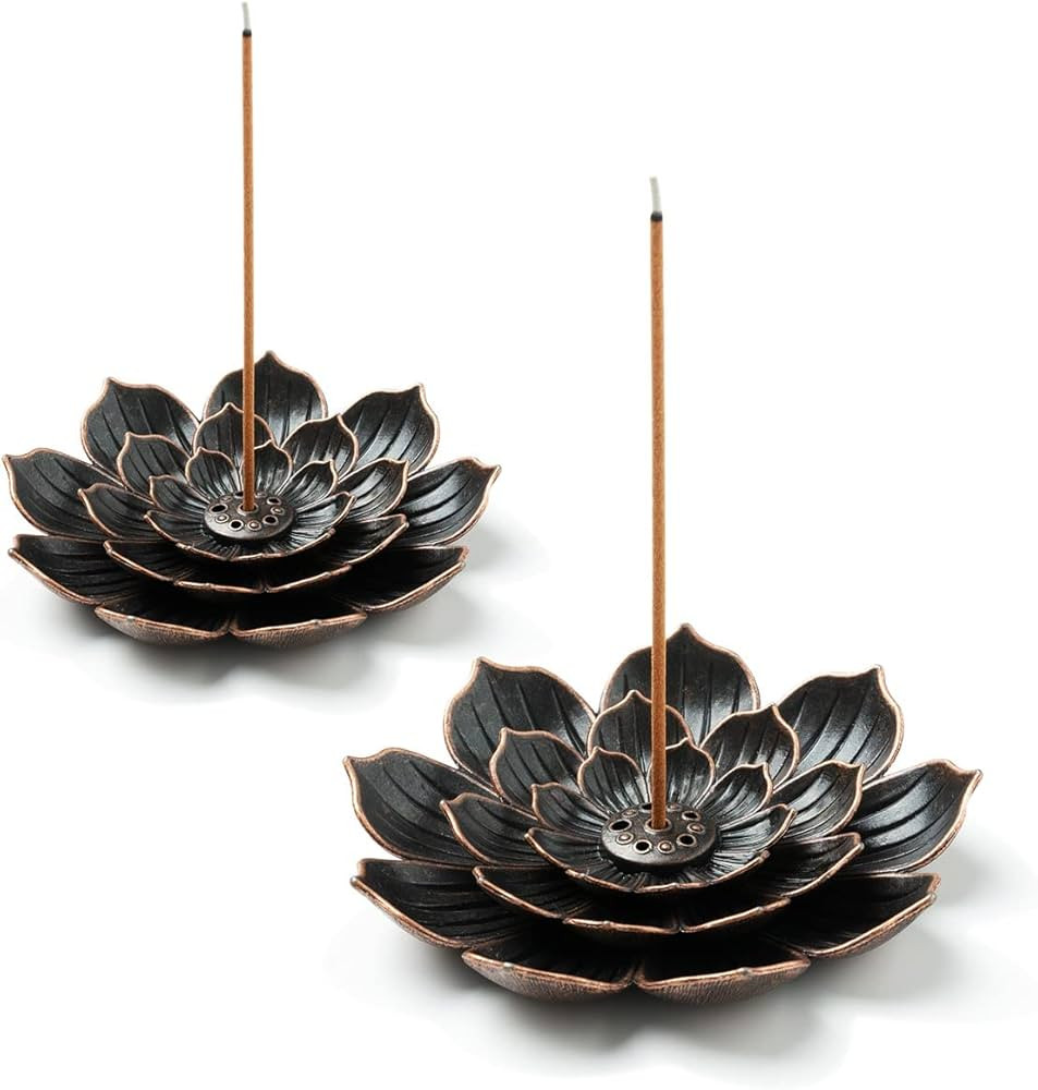 2 Pack Incense Burner, Incense Holder for Sticks, Brass Lotus Incense Stick Holder | Amazon (US)
