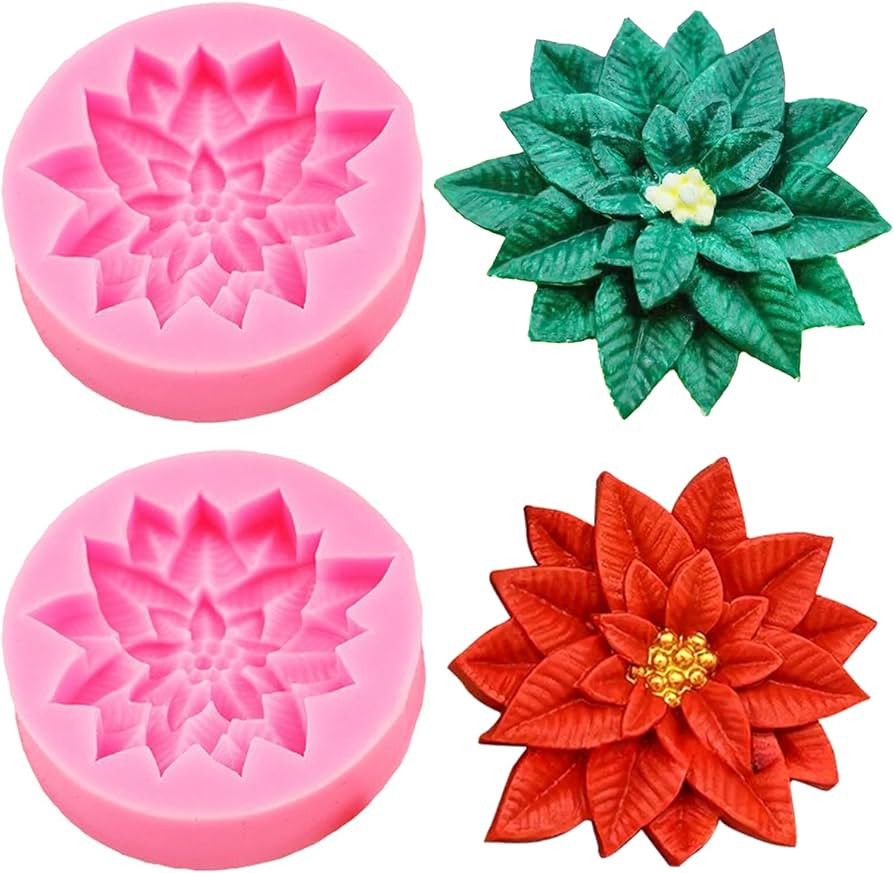 2PCS Christmas Holly Leaf Silicone Molds, Christmas Chocolate Fondant Mold for Baking, Plant Leav... | Amazon (US)