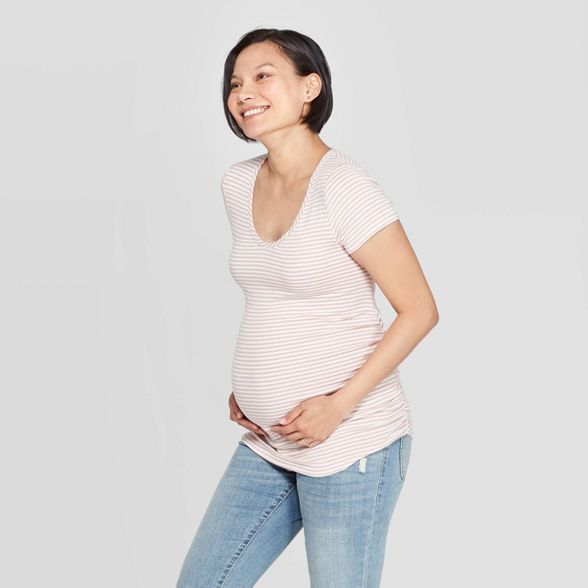 Maternity Short Sleeve Scoop Neck Side Shirred T-Shirt - Isabel Maternity by Ingrid & Isabel™ | Target