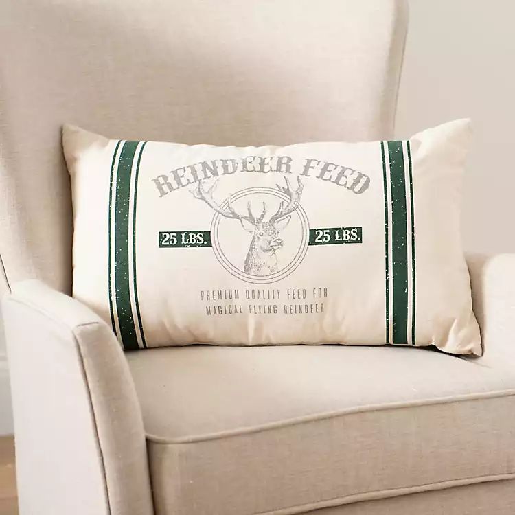 Green Stripe Reindeer Feed Accent Pillow | Kirkland's Home