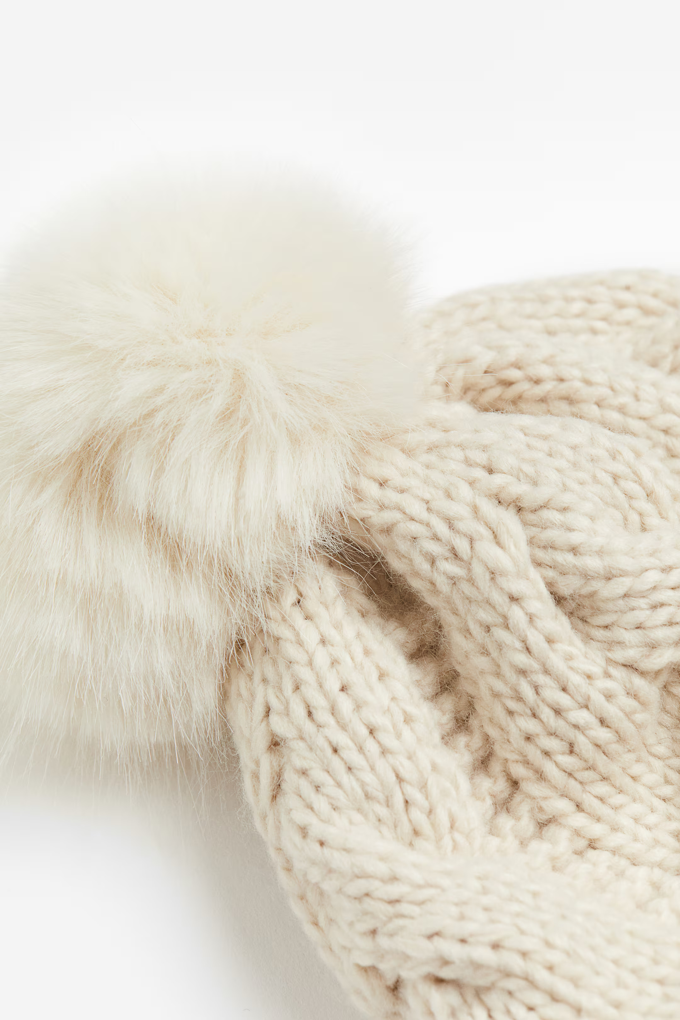 Cable-knit Pompom Hat - Light beige - Ladies | H&M US | H&M (US + CA)