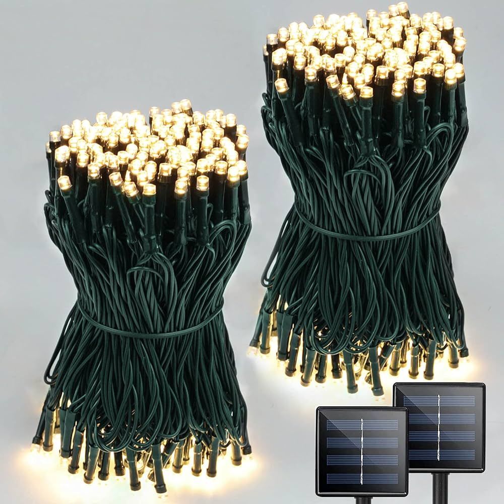 Super-Long 2-Pack 170FT Solar Christmas Lights, 480 LED Extra-Bright Solar String Lights Outdoor,... | Amazon (US)