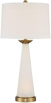 Ella Modern Luxury Table Lamp with Night Light 29.5" Tall Alabaster Glass Brass Metal White Fabri... | Amazon (US)