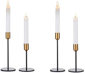 Nuptio 4 Pcs(2 Sets) Candlestick Holders Taper Candle Holders, Candle Stick Holders Set, Gold & B... | Amazon (US)
