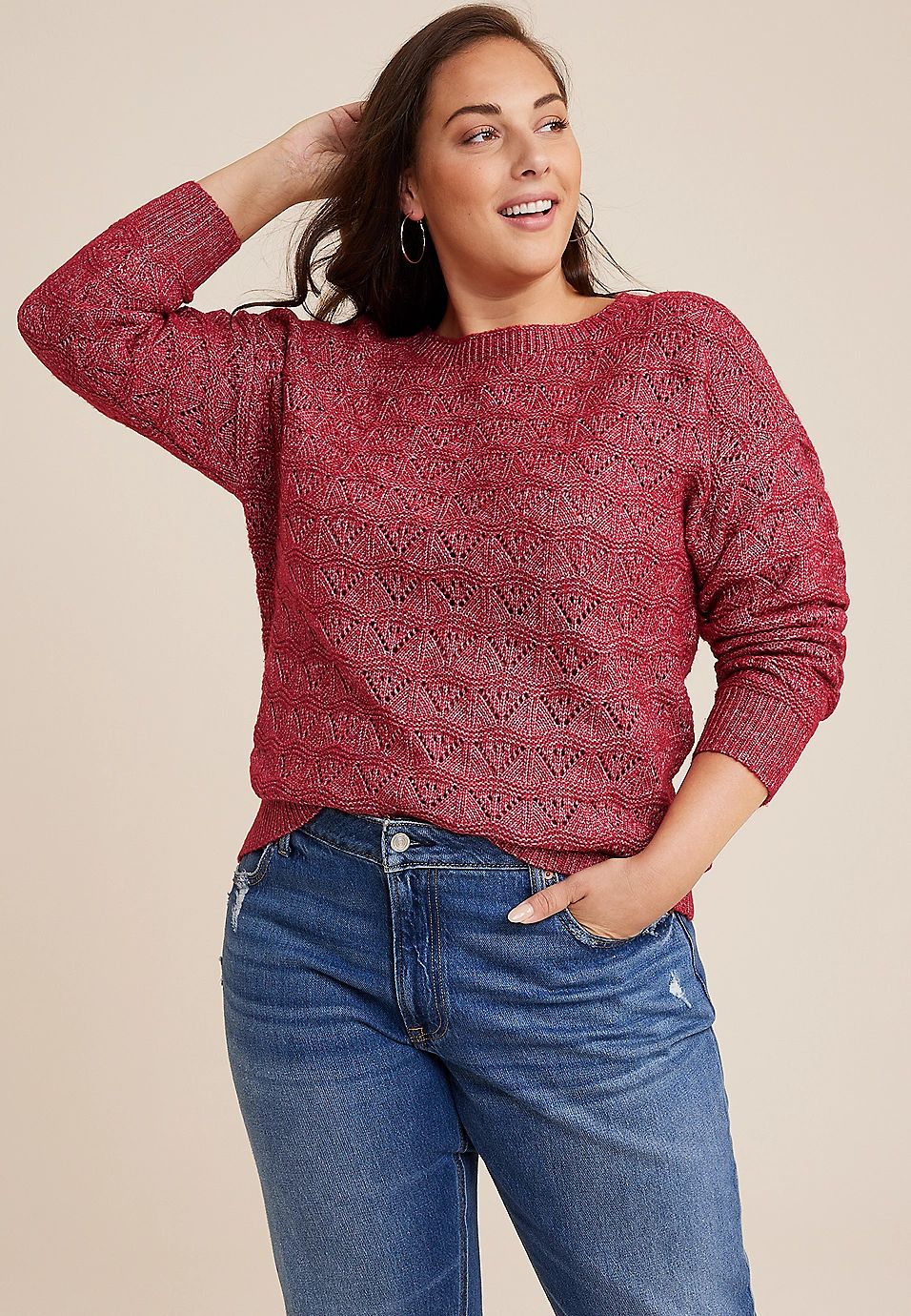 Plus Size Open Stitch Sweater | Maurices
