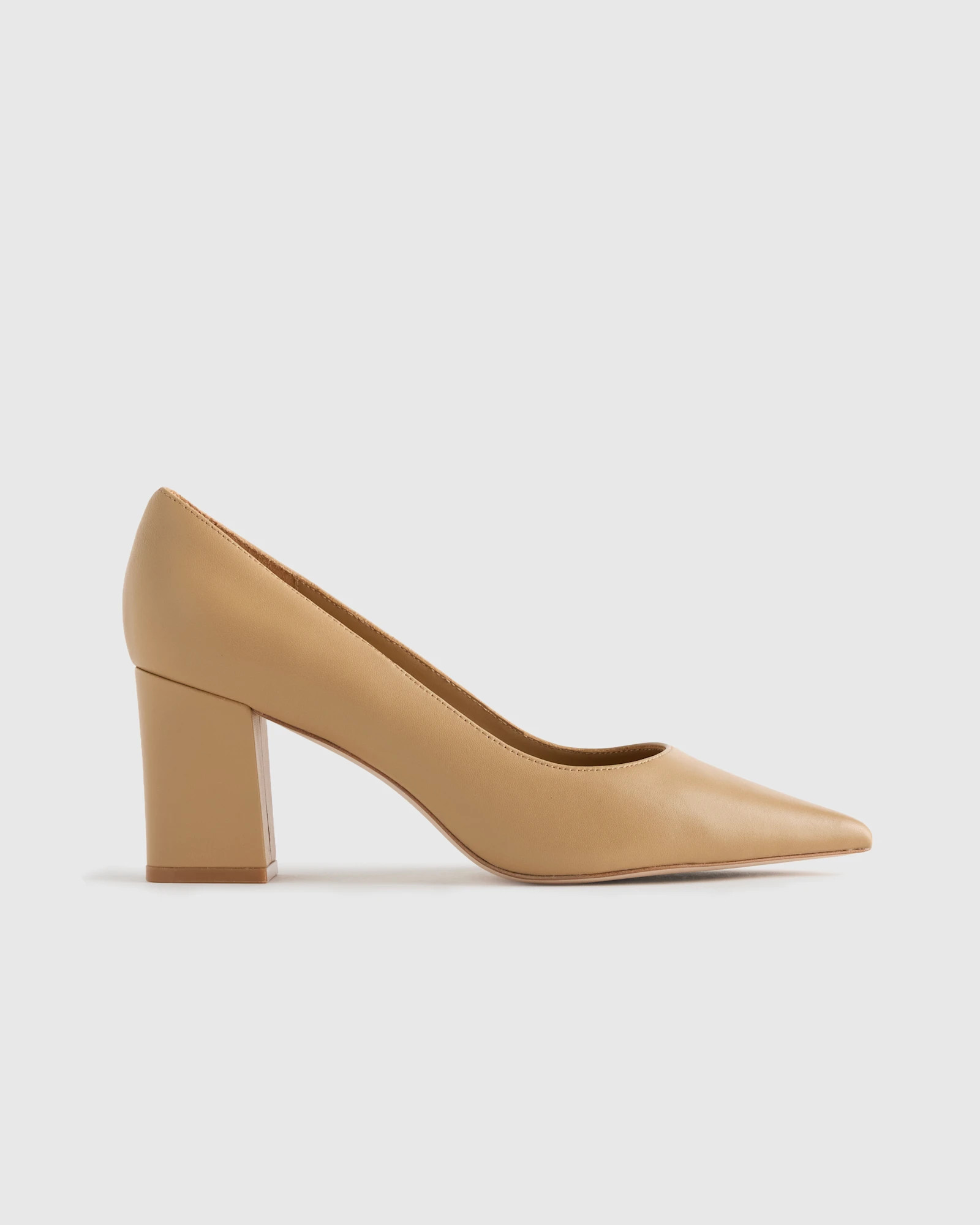Quince | Women's Italian Leather 65mm Block Heel Pump in Coffee Bean, Size 9 | Quince