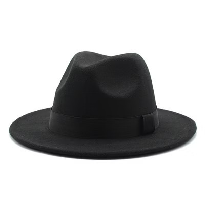 Anna-Kaci Classic Wide Brim Felt Fedora Hat with Grosgrain Band, Black | Target