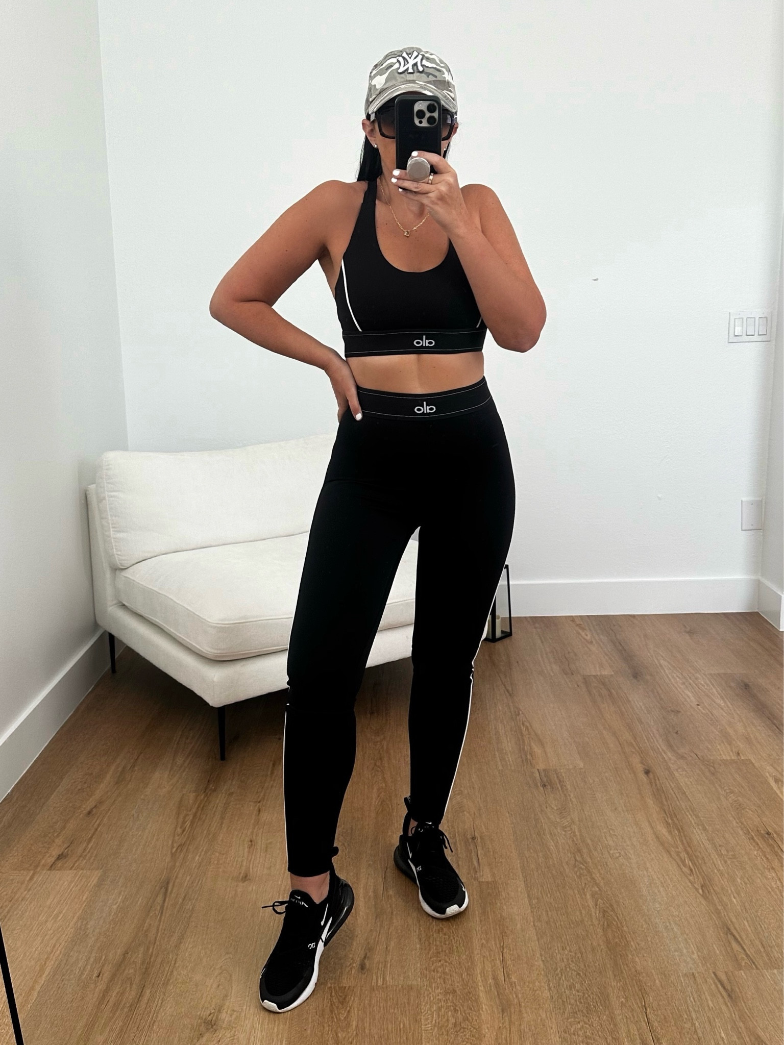 Airlift Suit Up Bra wearing size medium. Airlift High-Waist Suit Up Legging wearing size medium. Air Max 270 Sneaker runs true to size  