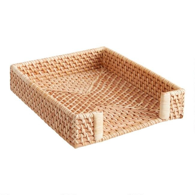 Natural Rattan Benson Paper Tray | World Market