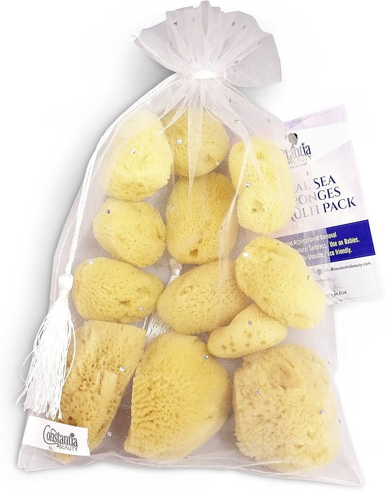 Natural Sea Silk Sponges 12pk: Size 9pc x1.5"-2.5" 3pc x 2.5"-3", like Cotton Balls, for Cosmetic... | Amazon (US)