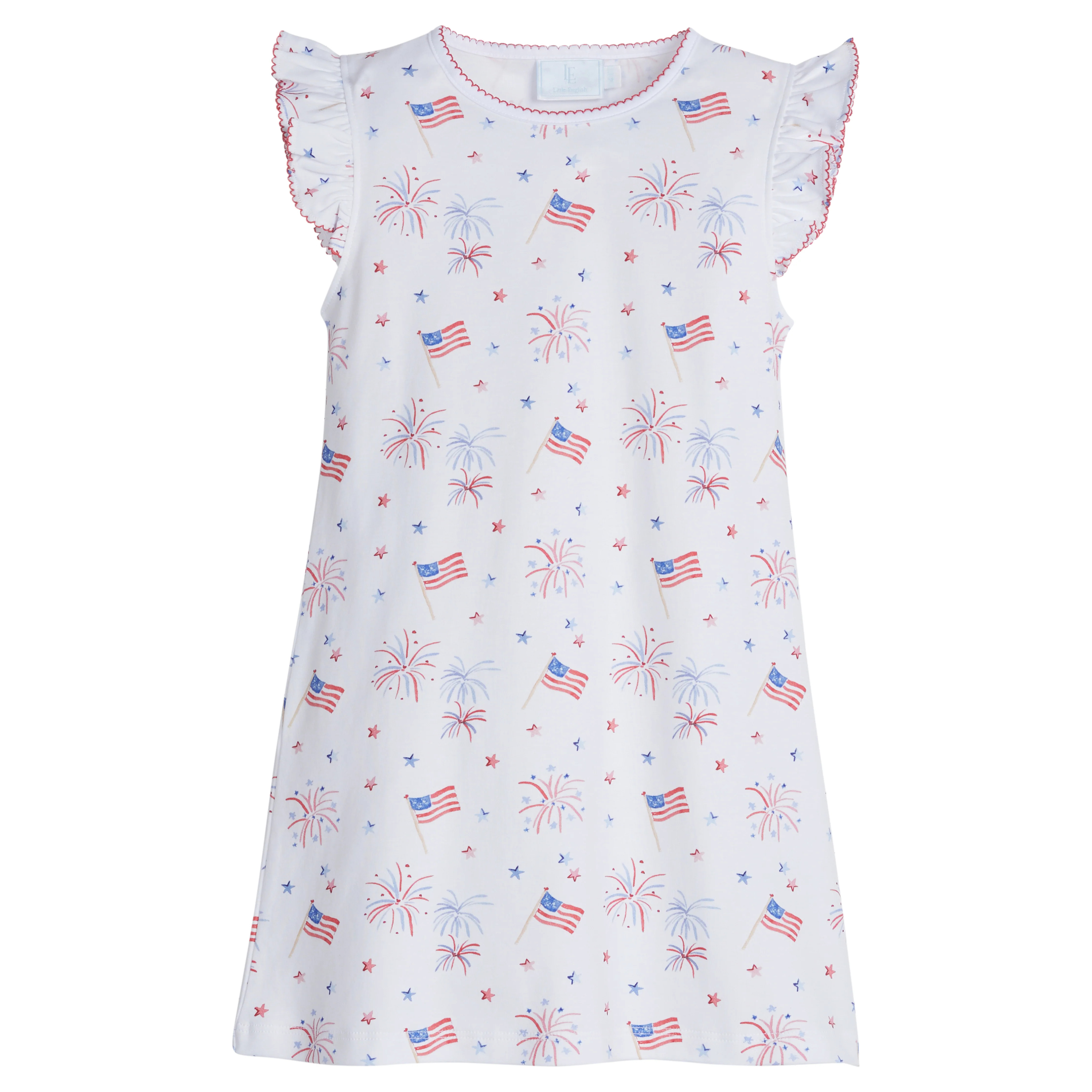 Girls Printed Angel Sleeve Dress in Flags | Little English | Little English