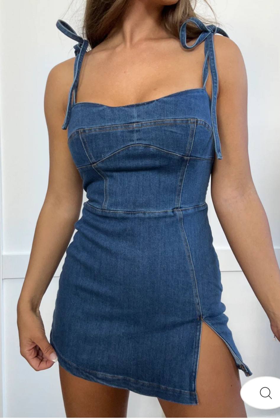 denim dress skort Strapless Denim Waist Tie Skort Mini Dress