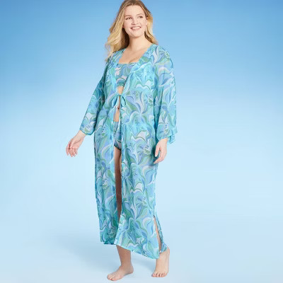 Women's Open-Front Long Sleeve Cover Up Duster - Shade & Shore™ Multi | Target
