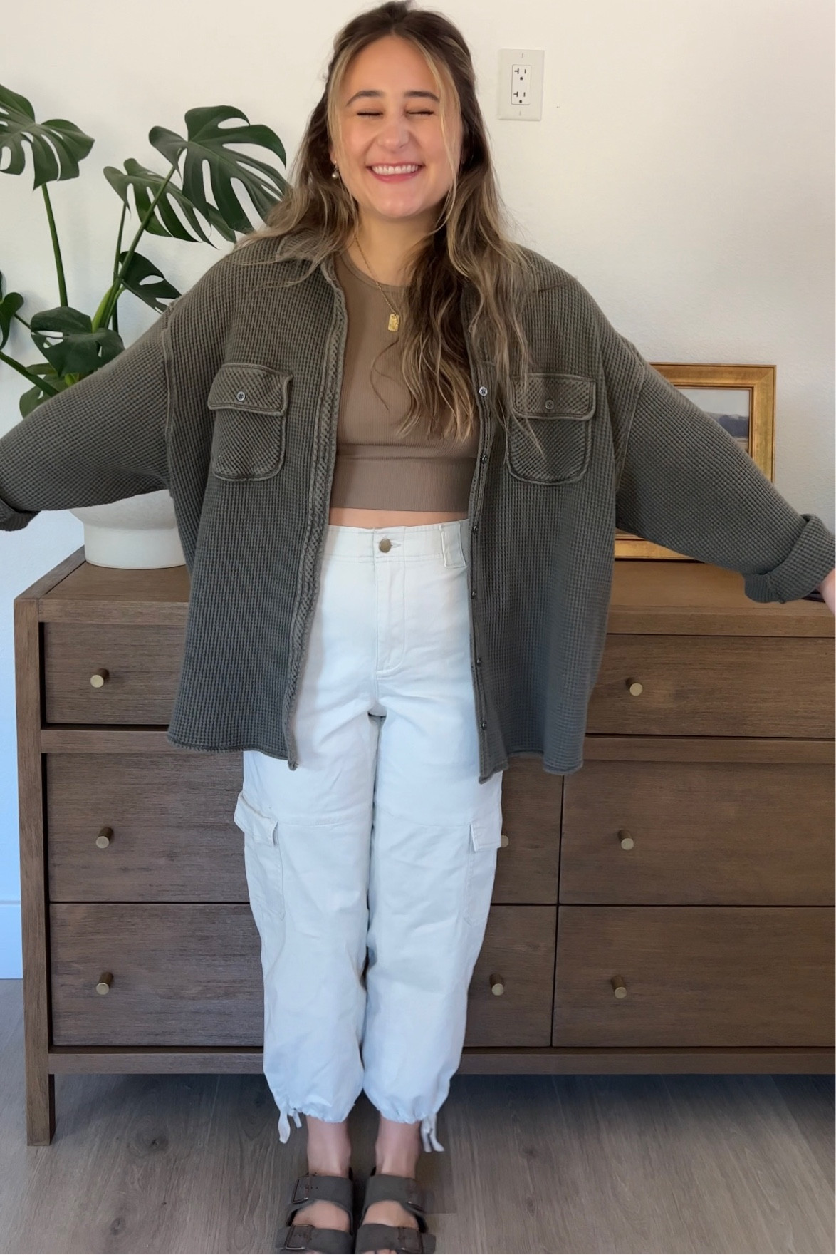 back to school outfit, fall outfit, transitional outfit, cargo pants, waffle knit shacket, aerie 

#LTKFind #LTKSeasonal #LTKBacktoSchool