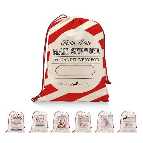 Christmas Sacks, Large Christmas Canvas Bag, North Pole Gifts Bag, Christmas Drawstring Bags, Personalized Gifts Bag for Christmas Eve New Year Party Xmas Supplies, Christmas Stocking Storage Bag | Amazon (US)