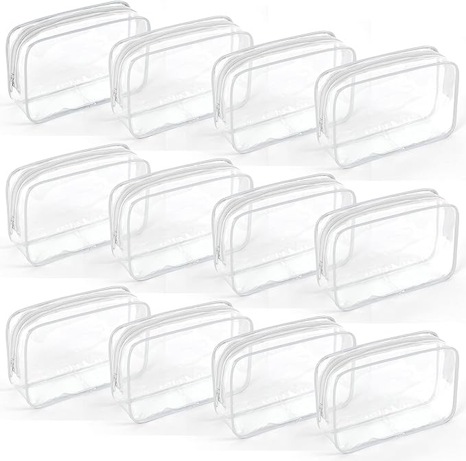 TISRATOK 12 PCS Clear Toiletry Bag for Women Men, Transparent Cosmetic Bag for Travel Makeup Orga... | Amazon (US)