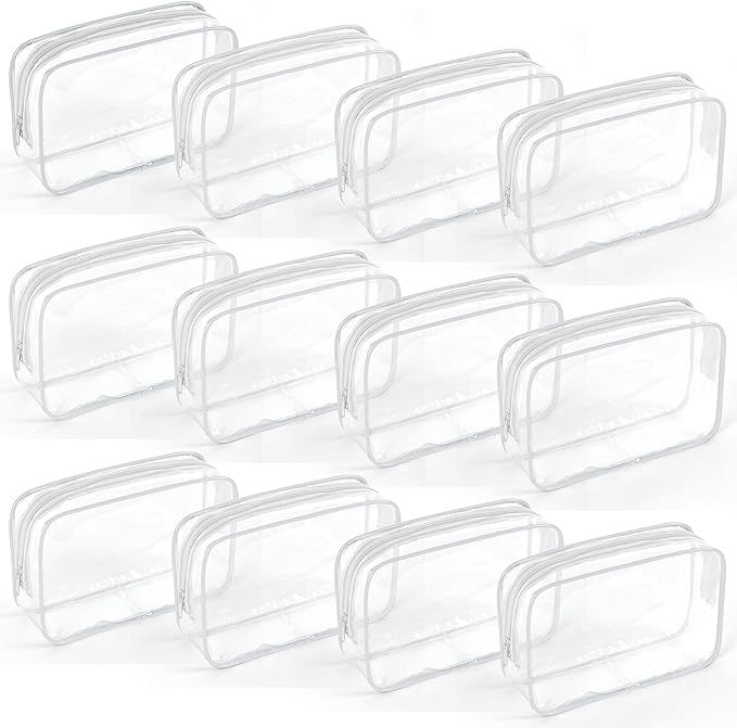 TISRATOK 12 PCS Clear Toiletry Bag for Women Men, Transparent Cosmetic Bag for Travel Makeup Orga... | Amazon (US)