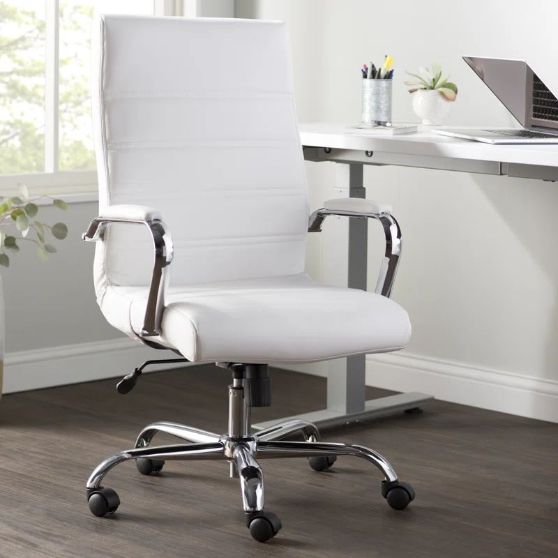 High Back Executive Swivel Office Chair with Metal Frame and Arms | Wayfair North America