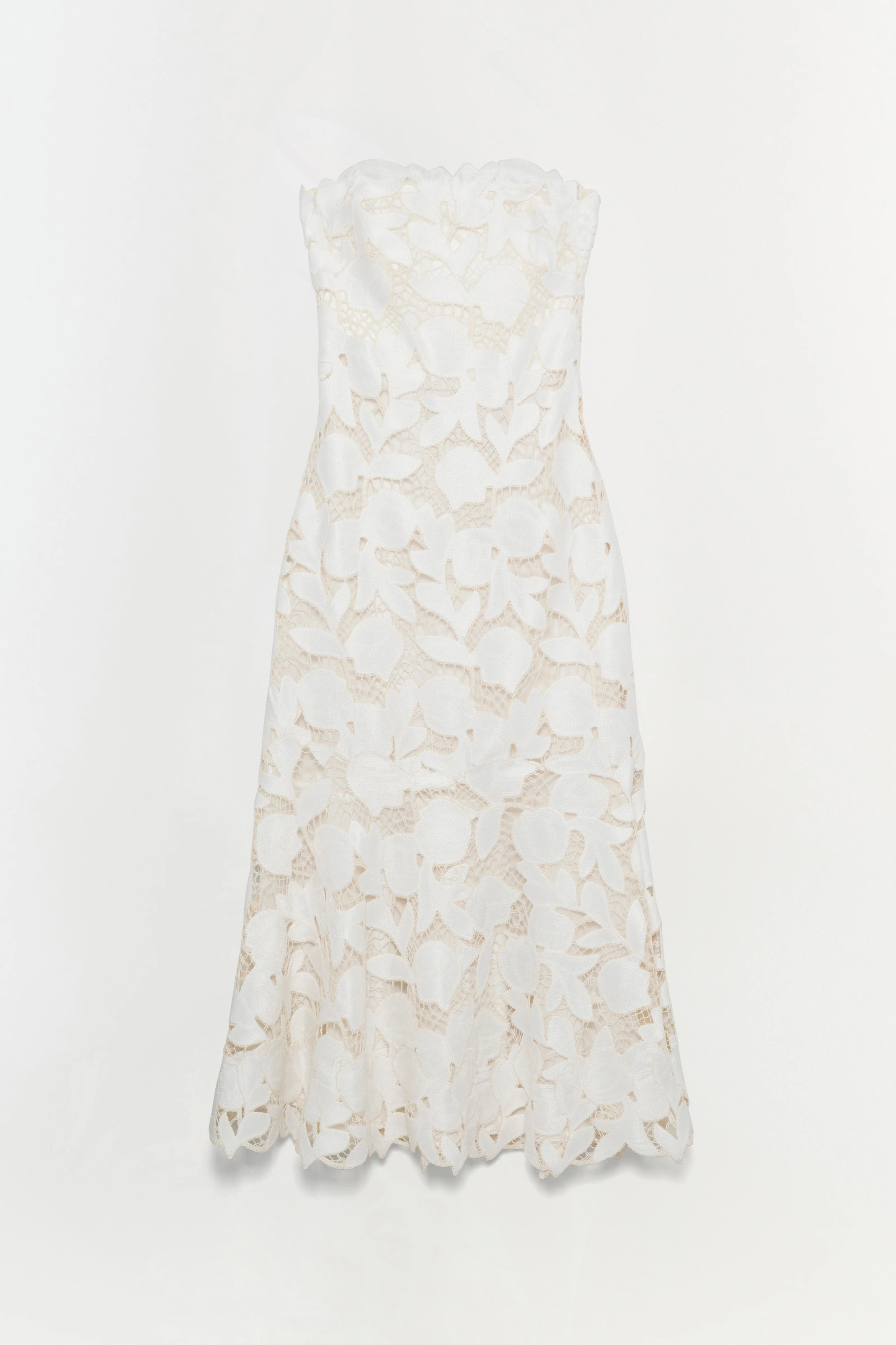SIMKHAI Women's Valletta Strapless Embroidered Dress in White Multi, Size 12 | Simkhai