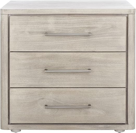 SAFAVIEH Light Grey (Fully Assembled) Couture Home Collection Rosey 3-Drawer Wood Nightstand | Amazon (US)