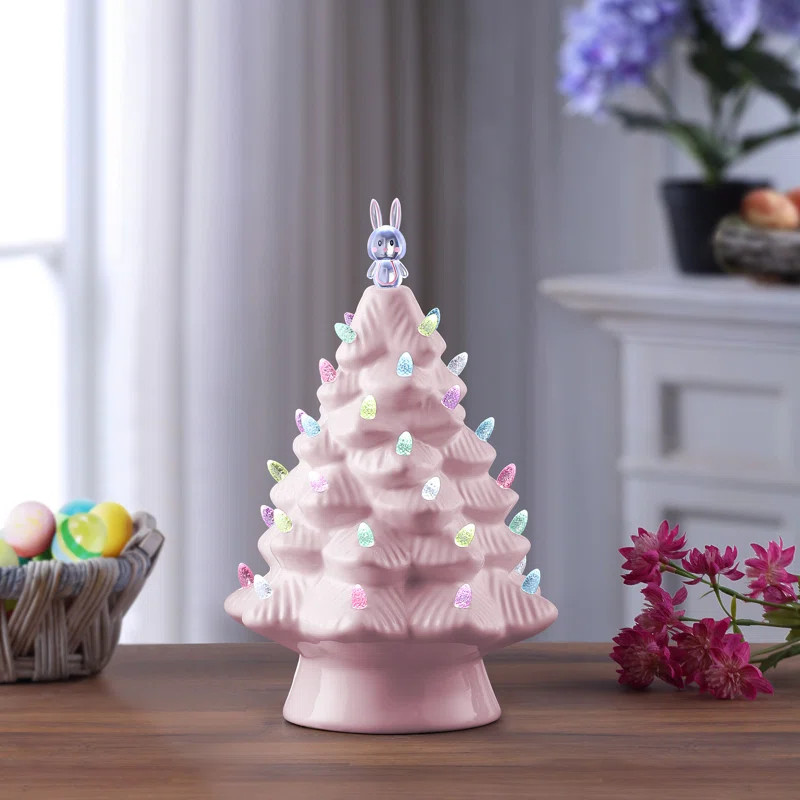 Ceramic Easter Bunny Teal Tree | Wayfair North America
