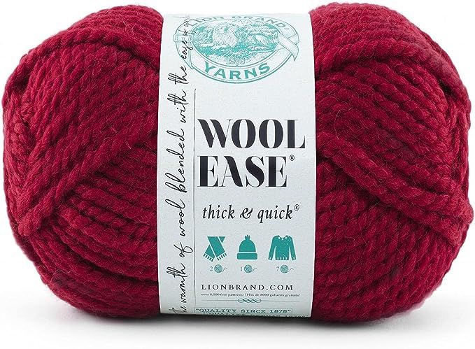 Lion 640-138 Wool-Ease Thick & Quick Yarn , 97 Meters, Cranberry | Amazon (US)