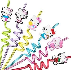 Reusable Hello Kitty Straws Party Favors for Girl Hello Kitty Theme Birthday Party Supplies with ... | Amazon (US)