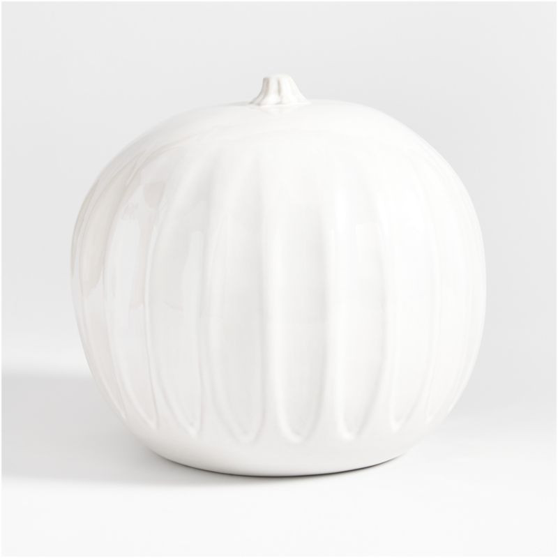 Dover Large White Ceramic Pumpkin + Reviews | Crate & Barrel | Crate & Barrel