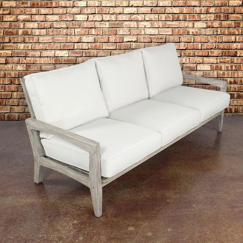 Jessica 77'' Wide Outdoor Teak Patio Sofa with Cushions | Wayfair North America