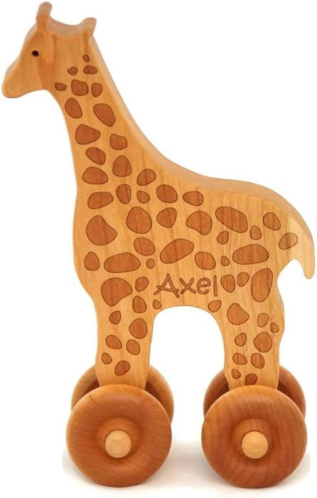 Handmade Wooden Toy Giraffe Push Car by Little Wooden Wonders | Amazon (US)