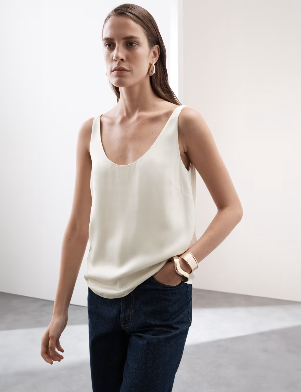 Satin Scoop Neck Cami Top | Marks & Spencer (UK)