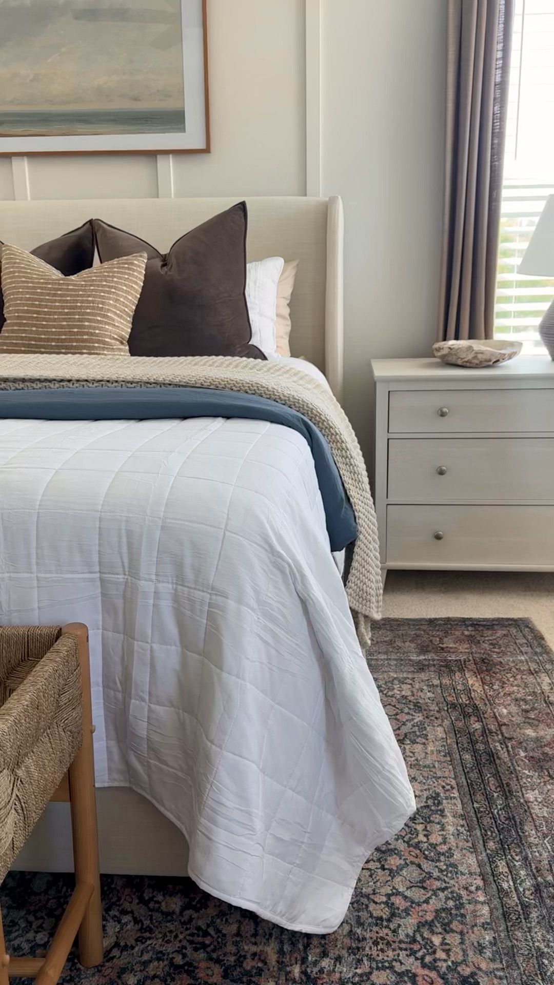 Primary Bedroom 

Modern coastal bedroom, modern organic bedroom, transitional bedroom, Tilly bed, upholstered bed, king bed, bedroom design, master bedroom design, bedding, bedroom rug, art over bed, nightstands, bed bench  


#LTKVideo #LTKHome #LTKStyleTip