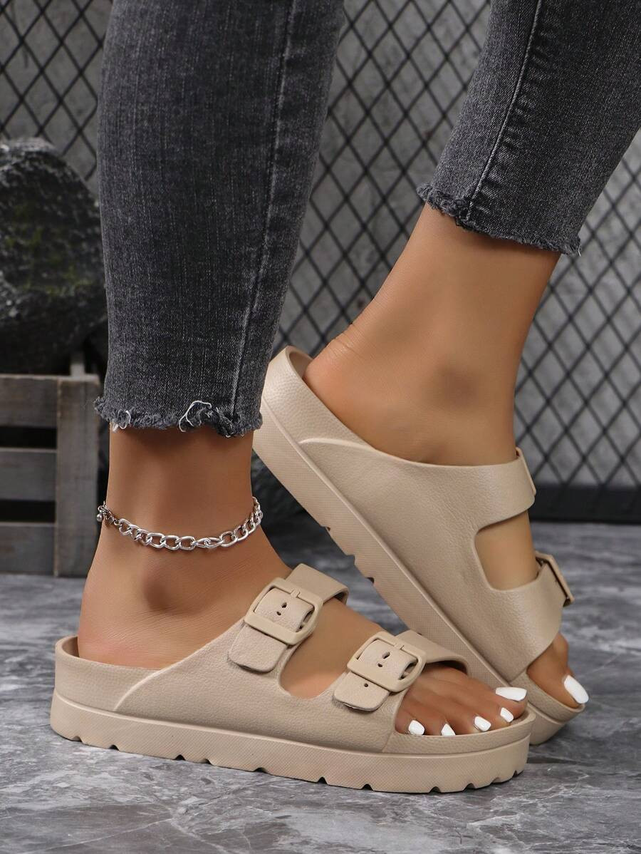 New Fashionable Women's Outdoor Slippers, Thick Sole Elevated Anti-Slip EVA Material, Comfortable... | SHEIN