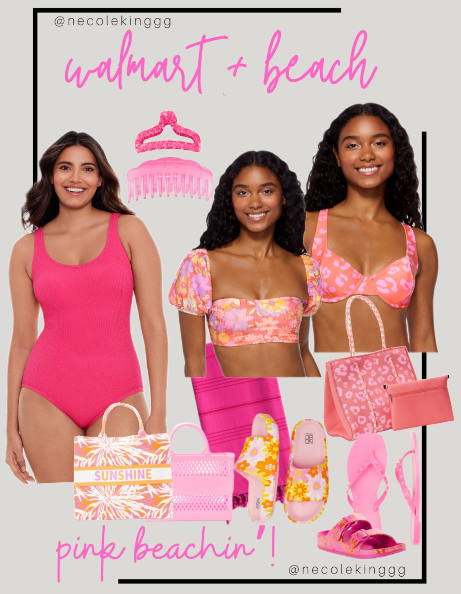 Walmart + Beach + Pink + Vacay 
Vacation + Swimsuits + Sandals,  Beach shoes, + Bags 💗

Walmarts swimsuits bags and shoes perfect for a beach vacay or pool days!🤩

Spring + Summer ☀️🏖

#LTKswim #LTKtravel #LTKSeasonal
