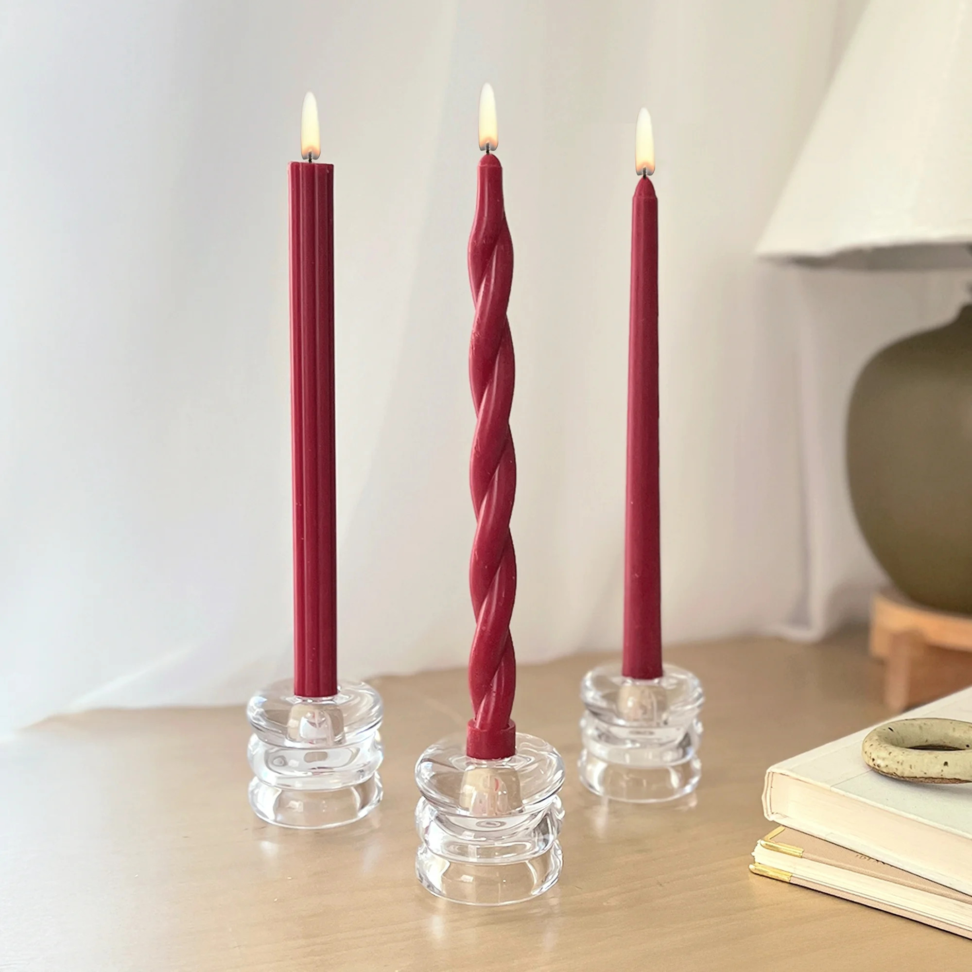 Mainstays Paraffin Wax 10" Twist Taper Candle, Unscented, Red | Walmart (US)