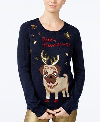 Almost Famous Juniors' Bah Humpug Holiday Sweater | Macys (US)