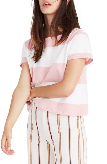 Women's Madewell Setlist Boxy Stripe Tee, Size Small - Pink | Nordstrom